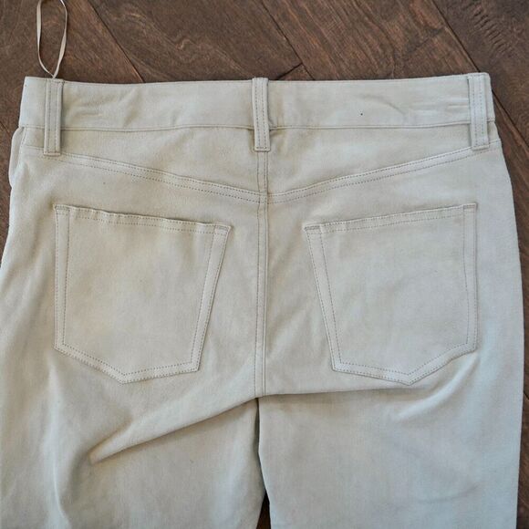 LAUREN RALPH LAUREN High Rise Straight Suede Pants Women's 10 Pale Parchment NWT - Picture 13 of 14